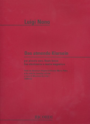 Das atmende Klarsein (+DVD) per piccolo coro, flauto basso, live electronics e nastro magnetico, partitura