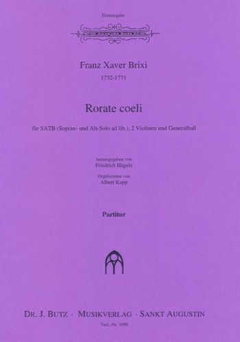 Rorate coeli fr gem Chor, 2 Violinen und Bc Partitur