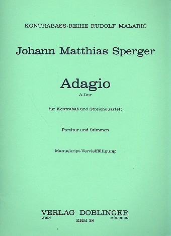 Adagio A-Dur fr Kontrabass und Streichquartett Partitur und Stimmen