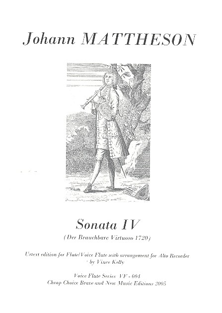 Sonata no.4 for flute (violin, alto recorder) and bc,  parts in original and transposed version