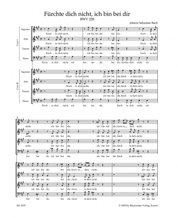 Fürchte dich nicht BWV228 Motette für Doppelchor a cappella,  Partitur (dt)