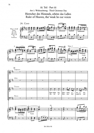 Weihnachtsoratorium BWV248 für Soli, gem Chor und Orchester Klavierauszug (dt/en)
