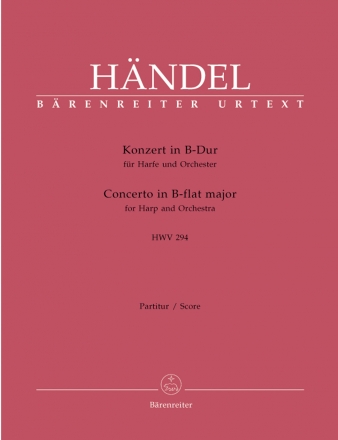 Konzert B-Dur HWV294 für Harfe und Orchester Partitur