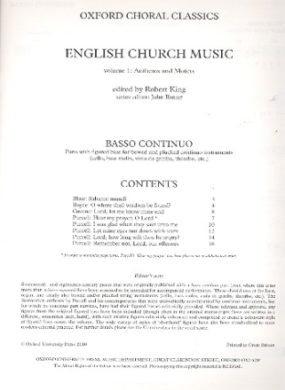 English Church Music vol.1 for mixed chorus and organ basso continuo for bowed and plucked instruments