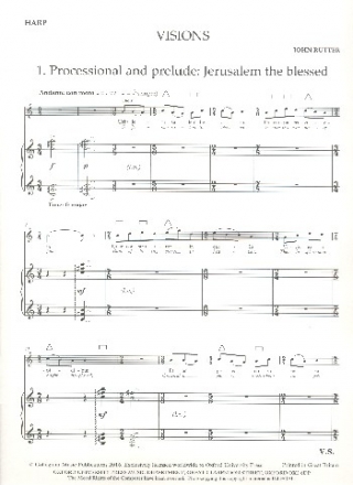 Visions for upper-voice chorus, violin, harp and strings (organ) harp