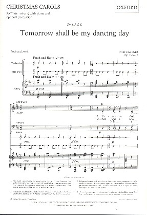 Tomorrow shall be my dancing day op.75,2 for mixed (unison) chorus, piano and opt. percussion score