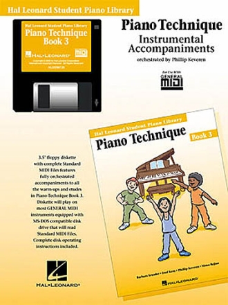 PIANO TECHNIQUE VOL.3 MIDIDISK INSTRUMENTAL ACCOMPANIMENTS HAL LEONARD STUDENT PIANO LIBRARY