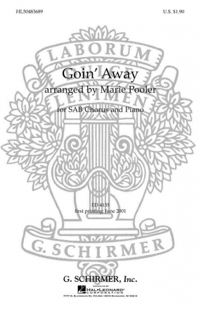 Folk Song, Goin' Away SAB and Piano Chorpartitur