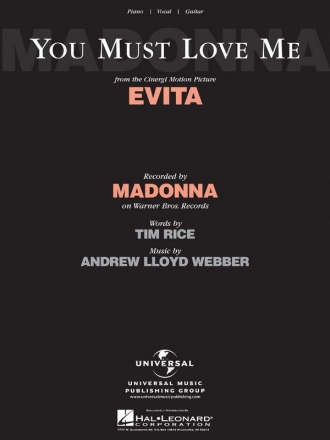 You Must Love Me (from Evita) Piano and Vocal Blatt