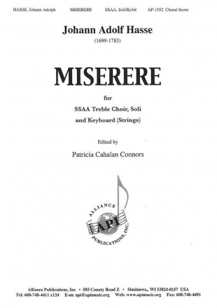 HL08771940  J.A. Hasse, Miserere fr SSAA, Soli and keyboard (strings) piano reduction