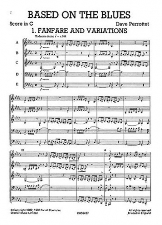 BASED ON BLUES FOR 2 TRUMPETS, HORN, TROMBONE AND BASS TROMBONE,  SCORE AND PARTS