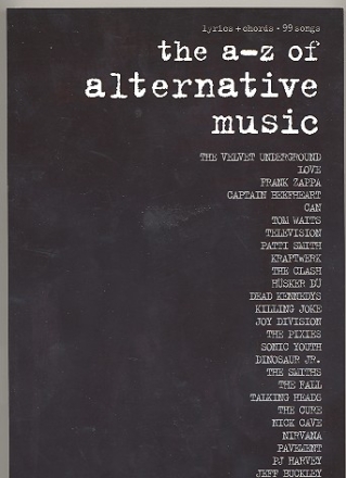 The A-Z of Alternative Music songbook lyrics/chords/guitar boxes