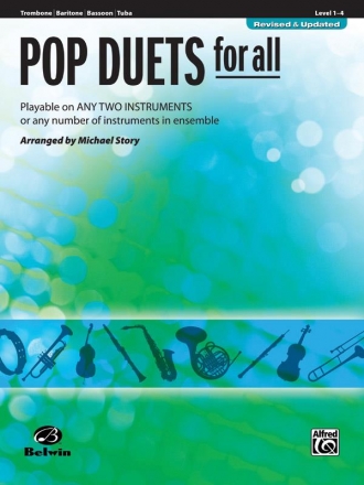 Pop Duets for all: for 2 instruments (2-part ensemble) trombone/baritone/bassoon/tuba score