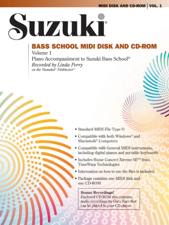 Suzuki Suzuki Bass School Vol.1 (CD-Rom/MIDI)  Double bass teaching material