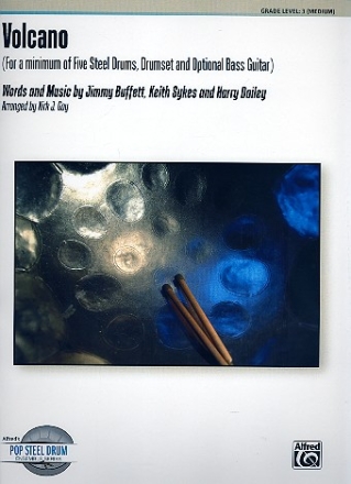 Volcano for 5 steel drums and drum set (bass guitar ad lib) score and parts
