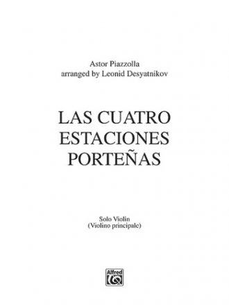Las Cuatro Estaciones portenas f�r Violine und Streichorchester Violine solo