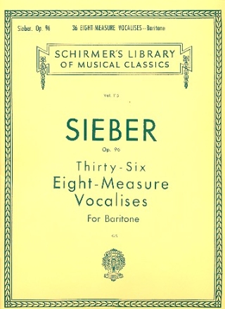 36 eight-measure vocalises op.96 for baritone and piano, elementary vocal teaching