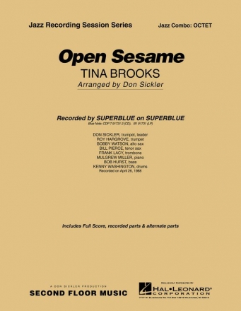 Tina Brooks, Open Sesame Jazz-Octet Partitur + Stimmen