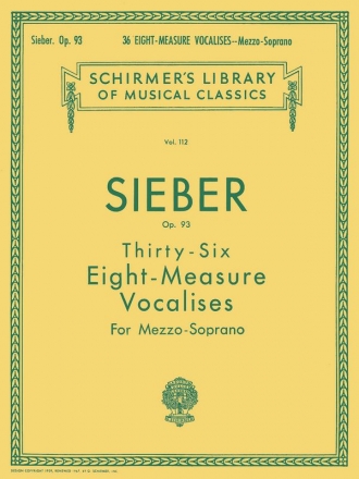 36 eight-measure Vocalises op.93 for mezzo-soprano and piano