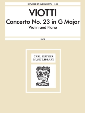 J. Viotti Concerto No. 23 In G Major Violine und Klavier Klavierauszug mit Solostimme
