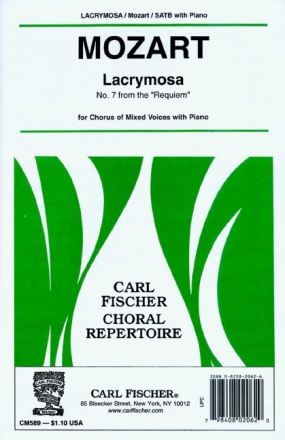 Wolfgang Mozart Lacrymosa Chor und Klavier Chorpartitur