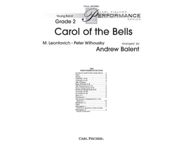 Peter Wilhousky Carol Of The Bells Blasorchester Partitur