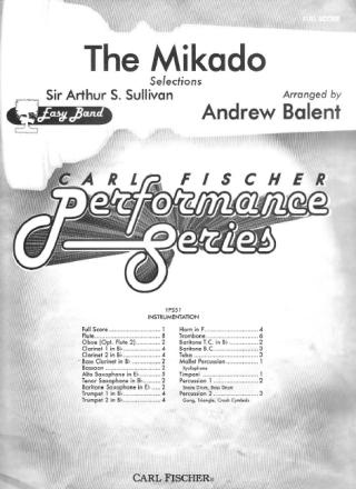 Arthur Sullivan The Mikado (Selections) Blasorchester Partitur