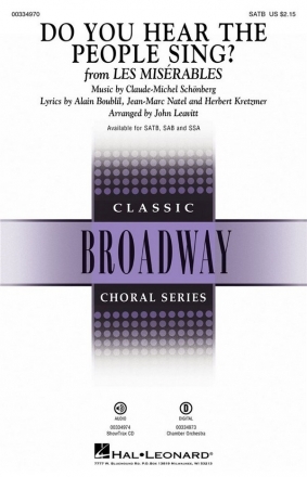 Do You Hear the People Sing? (from Les Misrables) for mixed choir and piano choral score