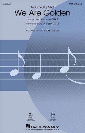 Mika, We Are Golden SATB Choral Score