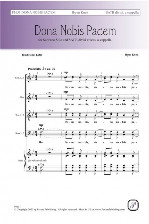 Hyun Kook, Dona Nobis Pacem SATB divisi a Cappella Chorpartitur