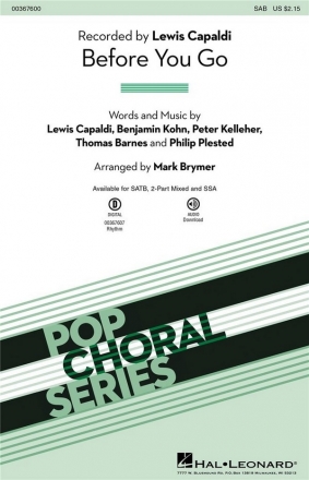 Before You Go for mixed chorus (SAB) and piano score