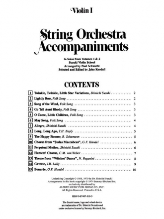 Suzuki Violin School Orchestra accompaniment to vols. 1 and 2 violin 1