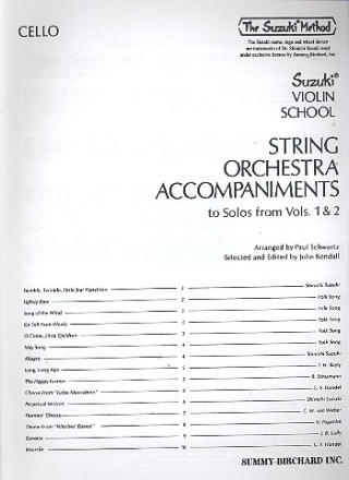 Suzuki Violin School Orchestra accompaniment to volumes 1 and 2 violoncello