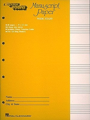 Manuscript Paper Wide Staff 'E-Z Play Today'  Buch