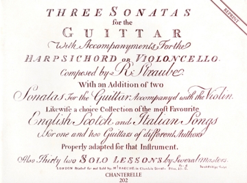 3 sonatas for the guitar with accompaniments for the harpsichord or violoncello  faksimile (1768)