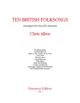 10 British Folksongs Klarinettenquartett PARTITUR + STIMMEN