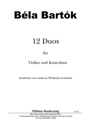 12 Duos f�r Violine und Kontrabass 2 Spielpartituren