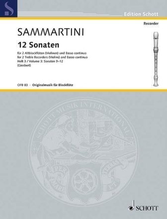 12 Sonaten Band 3 f�r 2 Alt-Blockfl�ten (Violinen) und Basso continuo, Violoncello (Viol