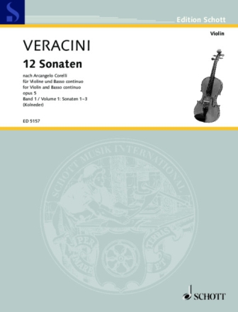 12 Sonaten nach Corellis op. 5 Band 1 f�r Violine und Basso continuo (Klavier, Cembalo), Violoncello ad libi