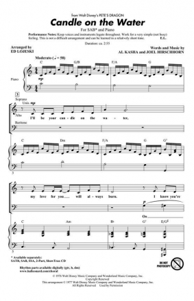 Al Kasha_Joel Hirschhorn, Candle on the Water SAB and Piano Chorpartitur