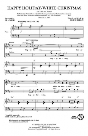 Irving Berlin, Happy Holiday/White Christmas SAB Chorpartitur