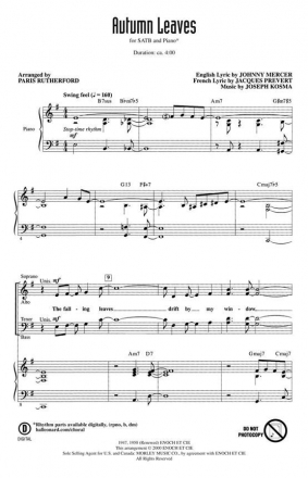 Jacques Prevert_Johnny Mercer_Joseph Kosma, Autumn Leaves (IPACK) Combo Stimmen-Set