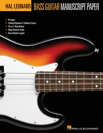 Hal Leonard Bass Guitar Manuscript Paper  Standard Notation & Tablature Staves
