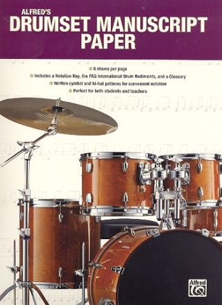 Drumset Manuscript Paper 8 Staves per Page
