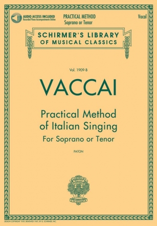 Nicola Vaccai, Practical Method of Italian Singing Soprano or Tenor Voice Buch + Online-Audio