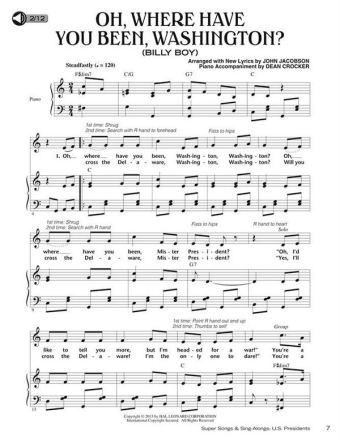 John Jacobson, Super Songs and Sing-Alongs: US Presidents Classroom Partitur + Stimmen