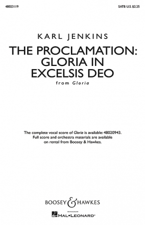 Jenkins, Sir Karl William Pamp, The Proclamation: Gloria in Excelsis D fr gemischter Chor (SATB) und Klavier Chorpartitur