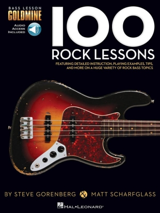 100 Rock Lessons (+aonline audio) for bass guitar/tab