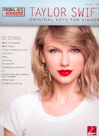 Taylor Swift: Original Keys for Singers songbook piano/vocal/guitar
