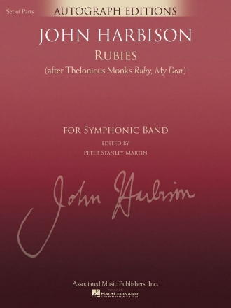 John Harbison, Rubies (After Thelonious Monk's Ruby, My Dear) Concert Band Partitur + Stimmen